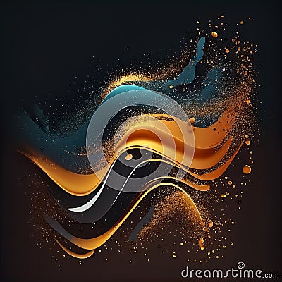 on a black background of interweaving of bright particles and splashes of colors Generative AI Stock Photo