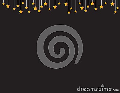 Black background with Orange stars hanging from the top Vector Illustration
