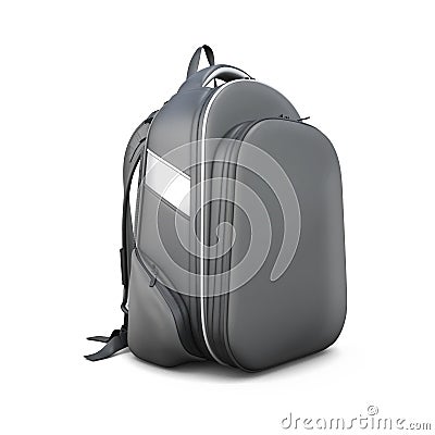 Black backpack isolated on white Cartoon Illustration