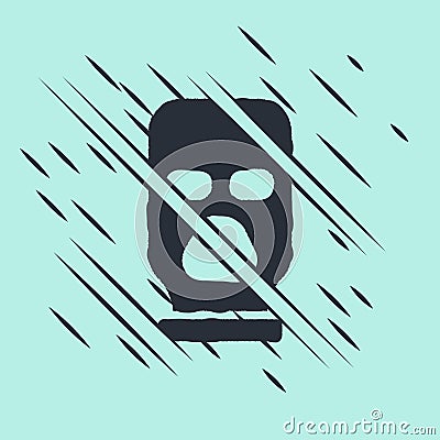 Black Balaclava icon isolated on green background. A piece of clothing for winter sports or a mask for a criminal or a Stock Photo