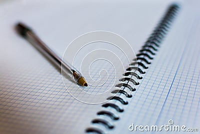 Black ballpoint pen lying in between the pages Stock Photo