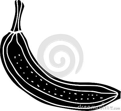 black banana fruit silhouette or food logo flat illustration for tropical areas and fruits seaso Cartoon Illustration