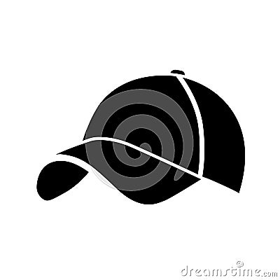 Black baseball cap icon Vector Illustration