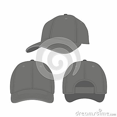 Black Baseball Cap isolated on white background Vector Illustration