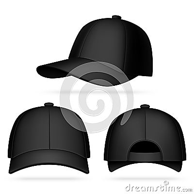 Black Baseball Cap Vector Illustration