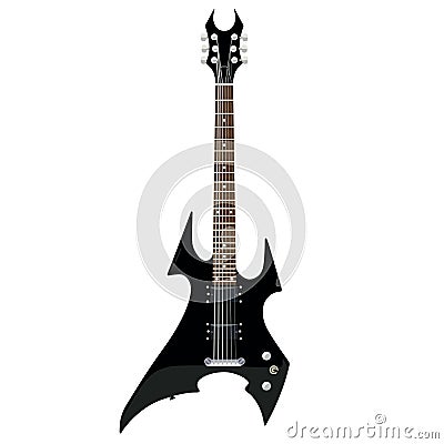 Black bass guitar in the form of an ax. Vector Illustration