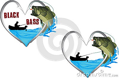 Black bass spinning sport fishing sticker black bass spinning sport fishing sticker Vector Illustration