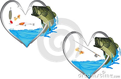 Black bass spinning sport fishing sticker black bass spinning sport fishing sticker Vector Illustration