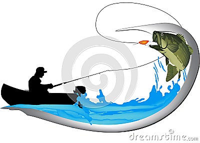 Black bass spinning sport fishing sticker black bass spinning sport fishing sticker Vector Illustration