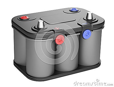 Black battery car isolated on a white background. Cartoon Illustration