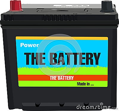 Black battery direct current for vehicles or for cars vector image Vector Illustration