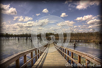 Black Bayou Pier Stock Photo