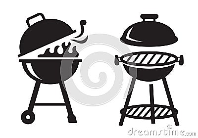 Black BBQ Grill icons Vector Illustration