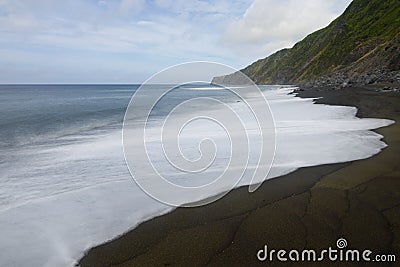 Black Beach, Baia da Ribeira das Cabras, Faial, Azores, Portugal Stock Photo