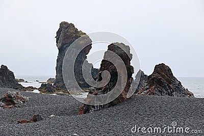 Black Beach of Djúpalónssandur, Snæfellsnes Peninsula-Iceland Stock Photo