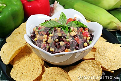 Black bean and corn salsa Stock Photo