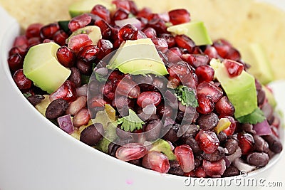 Black Bean, Pomegranate and Avocado Relish Stock Photo