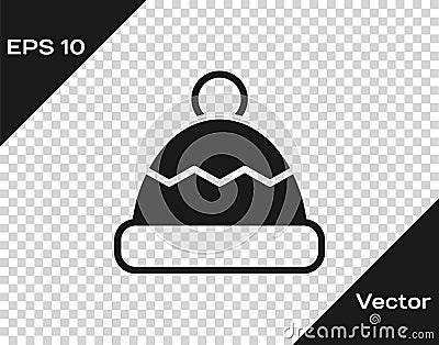 Black Beanie hat icon isolated on transparent background. Vector Vector Illustration