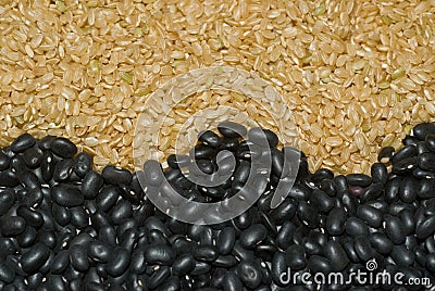 Black Beans and Brown rice Stock Photo