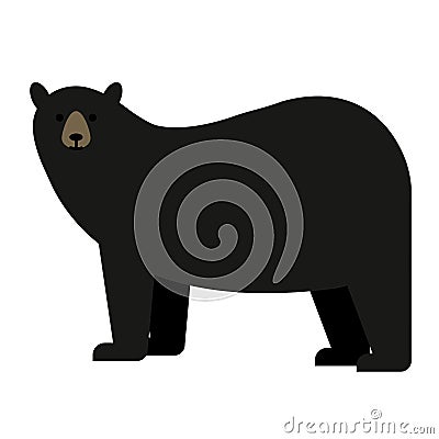 Black bear flat illustration on white Vector Illustration