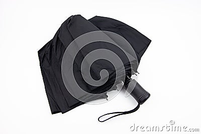 Black beautiful umbrella with a black handle Stock Photo