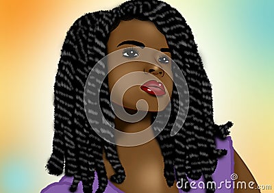 Black beautiful woman illustrated for content creation Stock Photo