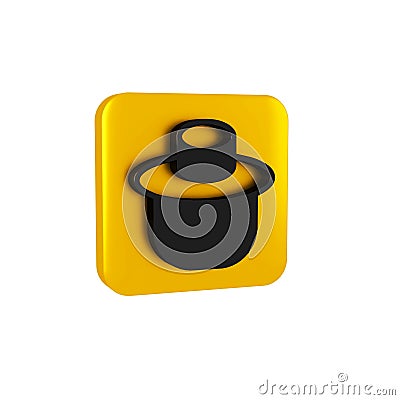 Black Beekeeper with protect hat icon isolated on transparent background. Special protective uniform. Yellow square Stock Photo