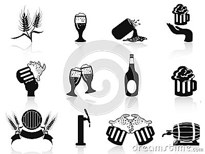 Black beer icons set Vector Illustration