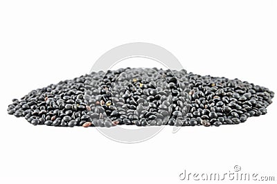 Black Beluga lentils on white background Stock Photo