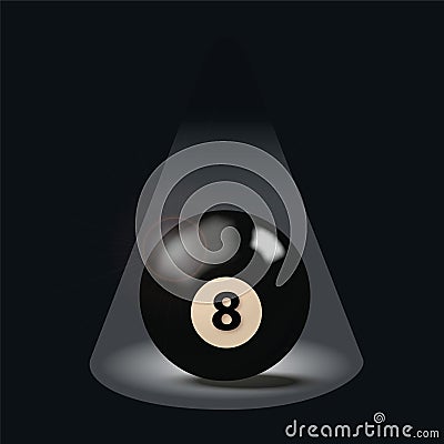 Black billiard ball number eight Vector Illustration