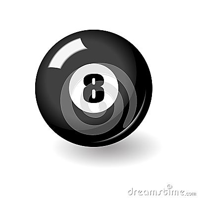 Black billiard ball with number eight Vector Illustration