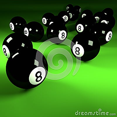 Black billiard balls number eight Stock Photo
