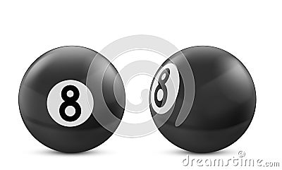 Black billiard eight ball isolated on white Vector Illustration