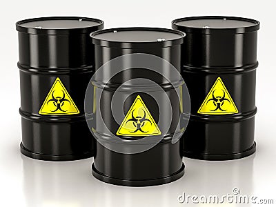 Black biohazard barrel Stock Photo