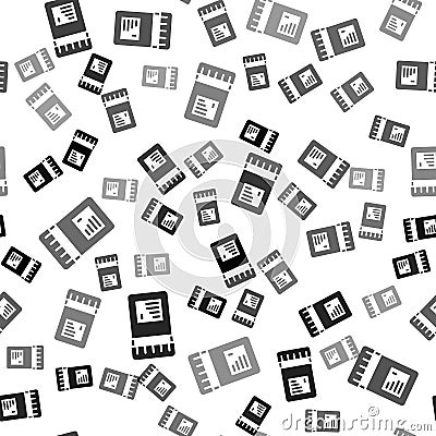 Black Biologically active additives icon isolated seamless pattern on white background. Vector Vector Illustration