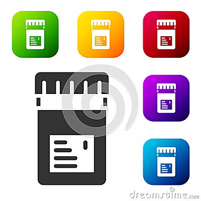 Black Biologically active additives icon isolated on white background. Set icons in color square buttons. Vector Vector Illustration
