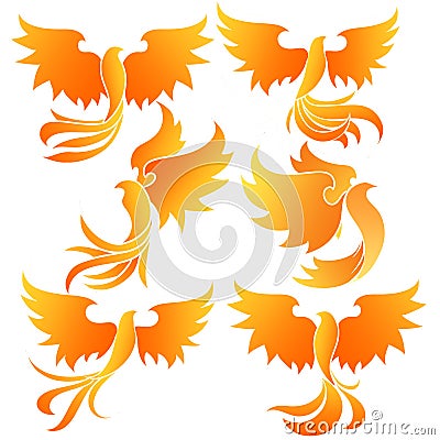 Gradient fire phoenix bird simple logo design Stock Photo