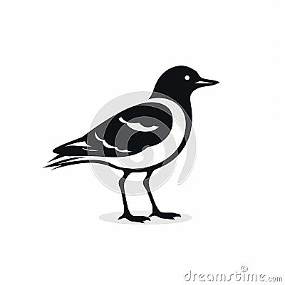 Eye-catching Black And White Bird Illustration In Duckcore Style Stock Photo