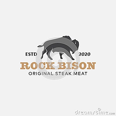 Black Bison Original Meat Logo Design Template Vector Illustration