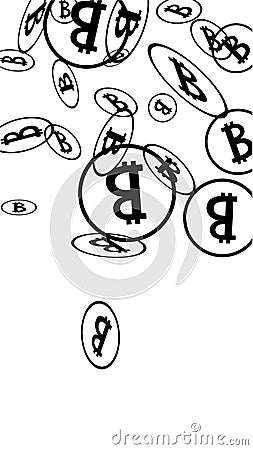 Black Bitcoins on White Background Vector Illustration