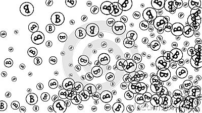 Black Bitcoins on White Background Vector Illustration
