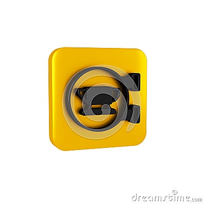 Black Blacksmith anvil tool icon isolated on transparent background. Metal forging. Forge tool. Yellow square button. Stock Photo