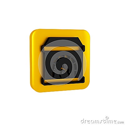 Black Blacksmith oven icon isolated on transparent background. Yellow square button. Stock Photo