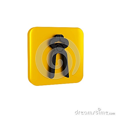 Black Blacksmith pliers tool icon isolated on transparent background. Yellow square button. Stock Photo