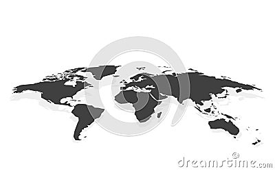 Black blank world map fake3D Vector Illustration