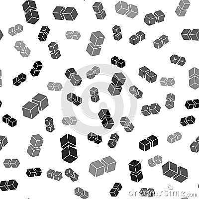 Black Blockchain technology icon isolated seamless pattern on white background. Cryptocurrency data. Abstract geometric Vector Illustration