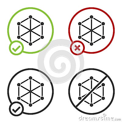 Black Blockchain technology icon isolated on white background. Cryptocurrency data. Abstract geometric block chain Vector Illustration
