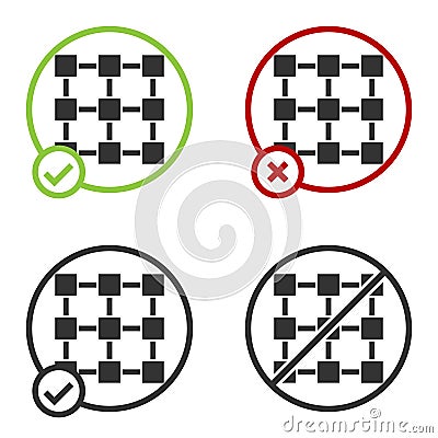 Black Blockchain technology icon isolated on white background. Cryptocurrency data. Abstract geometric block chain Vector Illustration