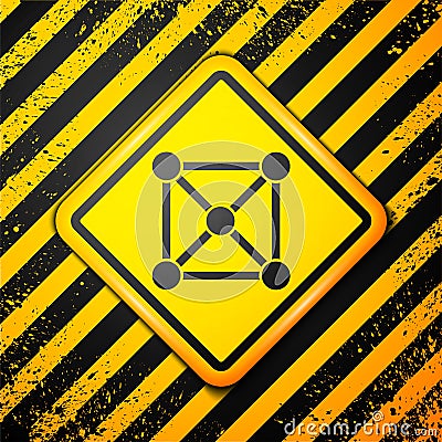 Black Blockchain technology icon isolated on yellow background. Cryptocurrency data. Abstract geometric block chain Vector Illustration