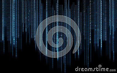 Black blue binary system code background Stock Photo